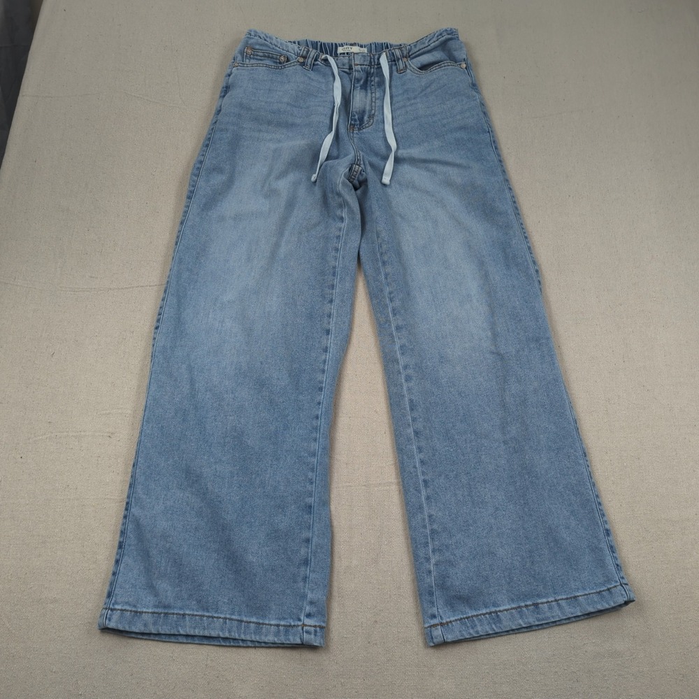 OAT Jeans Womens 27 Blue Wide Leg Stretch Cloud Luxe Ralaxed Drawstring